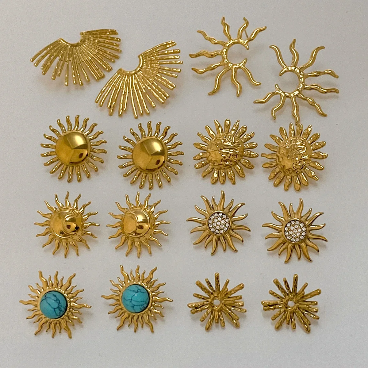 

Stainl Steel Turquoise Earrings High-End Zircon Titanium Steel Ear Jewelry Cross-Border Faion Jewelry Ear Studs