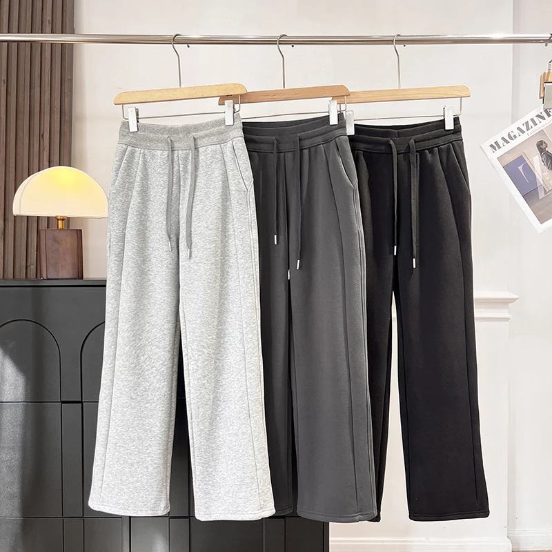 

Thiened Winter High Waist Dstring Straight Leg Sweatpants Women's Casual Pants Warm Orlon Fce Good Goods