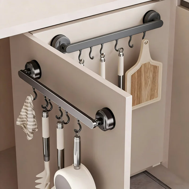 Kitchen Hook Punch-free Hanging Rod Spovel Hanger Row Hook Multifunctional Wall-mounted Storage Knife Holter ﻿