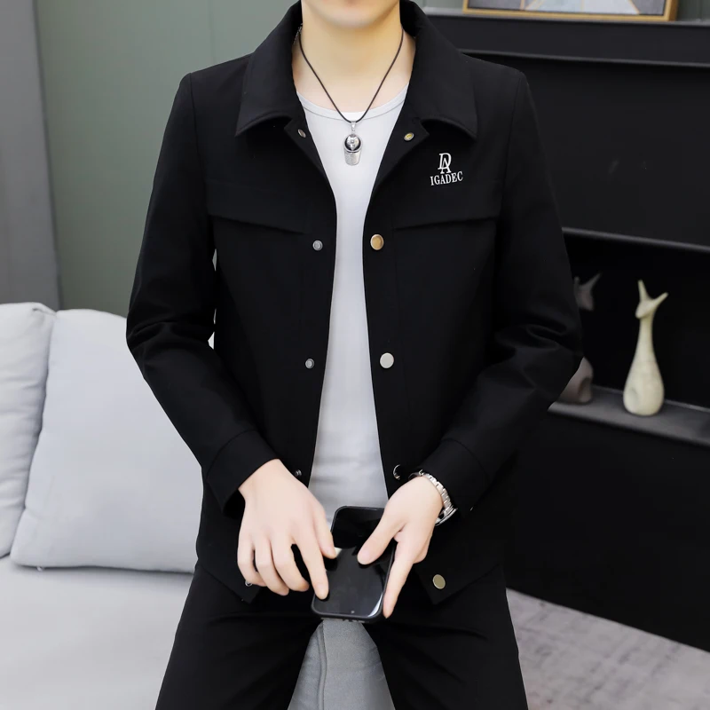 

Мужская демисезонная куртка свободного кроя: модная, повседневная, с воротником, на молнии, из полиэстера, немнущаяся, с длинными рукавами, молодежная, стильная