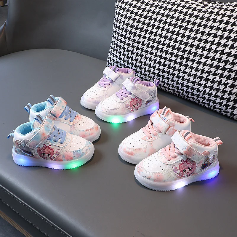 Girls Glowing Casual Shoes Spring Fashion Breathable Kids Luminous Shoes Girls LED Sneakers Children Light Running Shoes