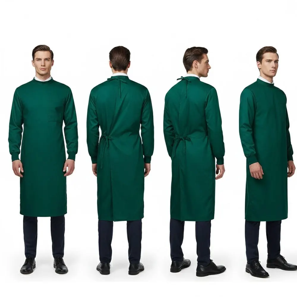 

Dental Implant Surgical Gown | Hospital OR Workwear | Pure Cotton Unisex Blue/Green | Aseptic Barrier for Medical Professionals