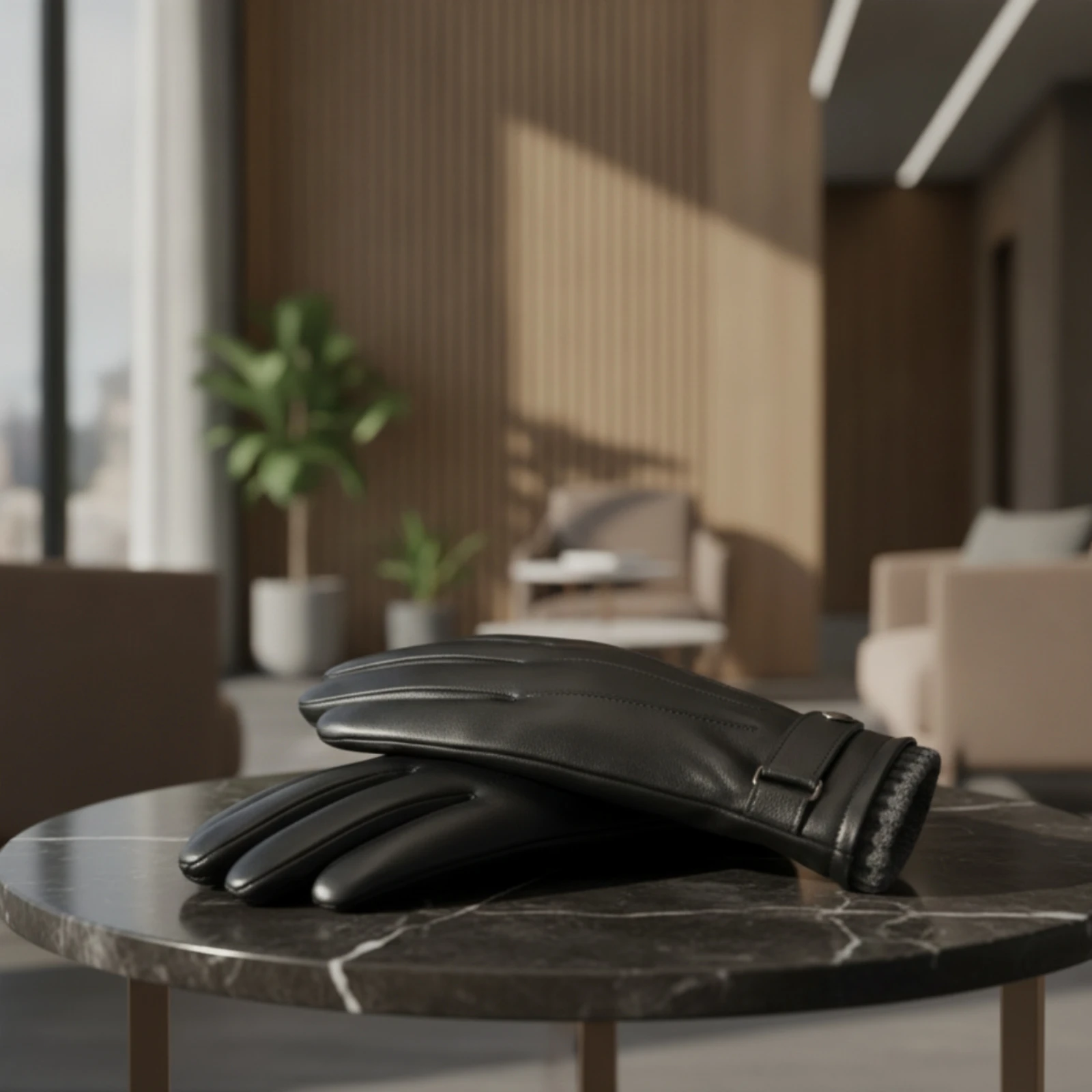 Gloves with Fleece Ribbed Cuff Wind-Resistant Touchscreen Gloves Soft Comfortable for Men, Winter, Driving