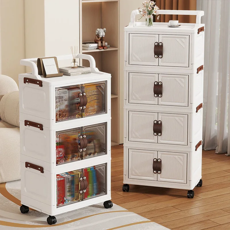 

Foldable Multi-layer Storage Cabinet Child Bedroom Toy Snack Organizer Mobile Cart No-installation Needed Home Utility