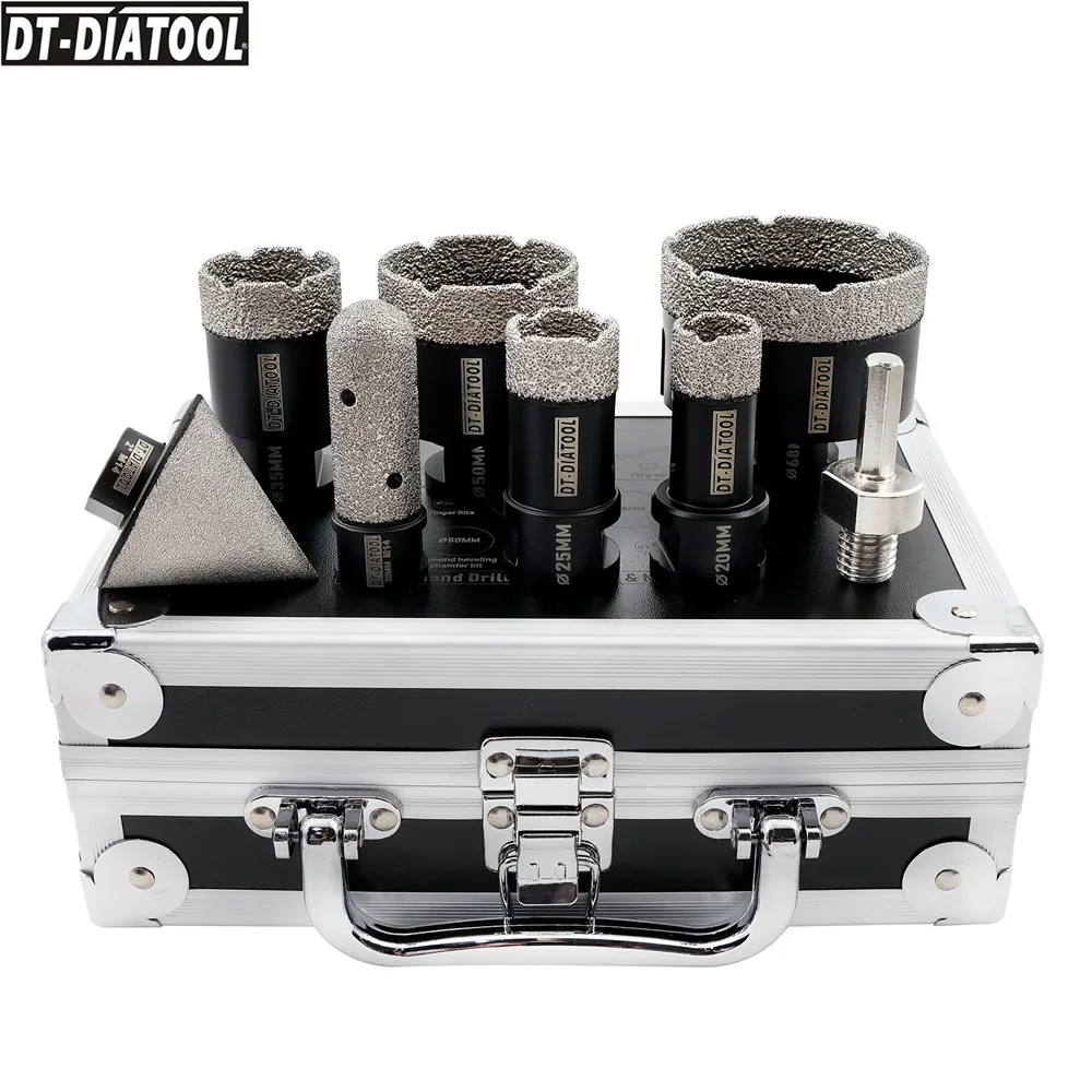 DT-DIATOOL 8Pcs Diamond Drill Core Bits Set 20/25/35/50/68mm Bit Chamfer Milling Bit For Granite Porcelain Hole Saw Opener