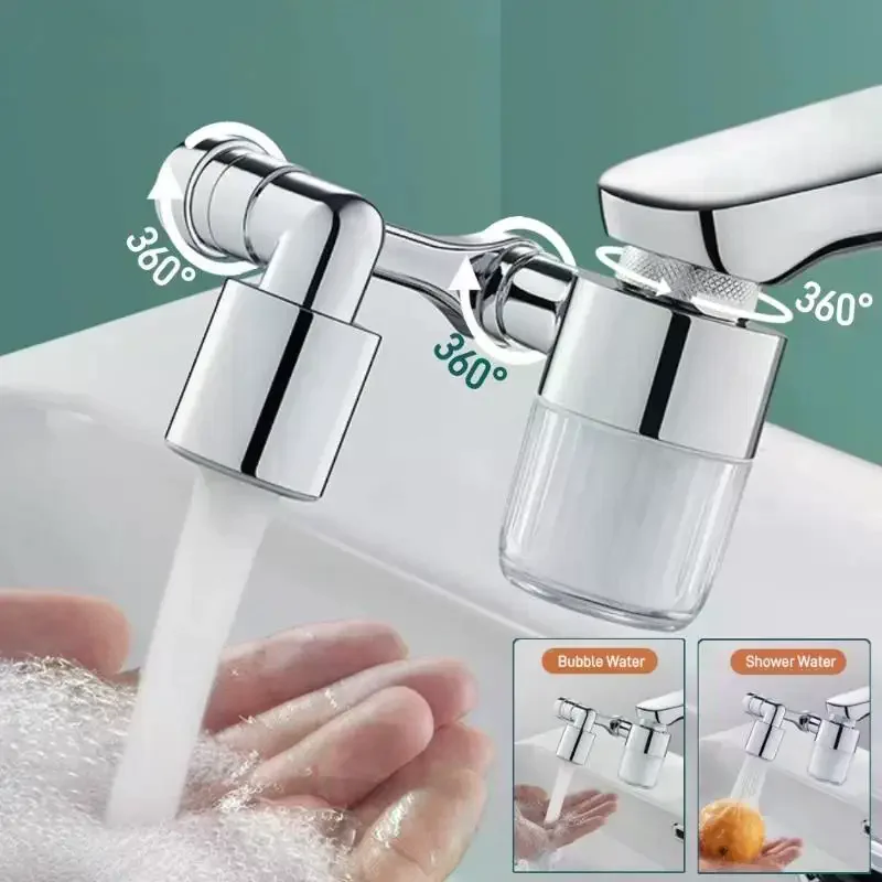 1 Pc 1440° Rotatable Alloy Kitchen Faucet Increased Water Pressure Splash-Proof 2 Modes Sink Faucet 10 Filter Elements Aerator