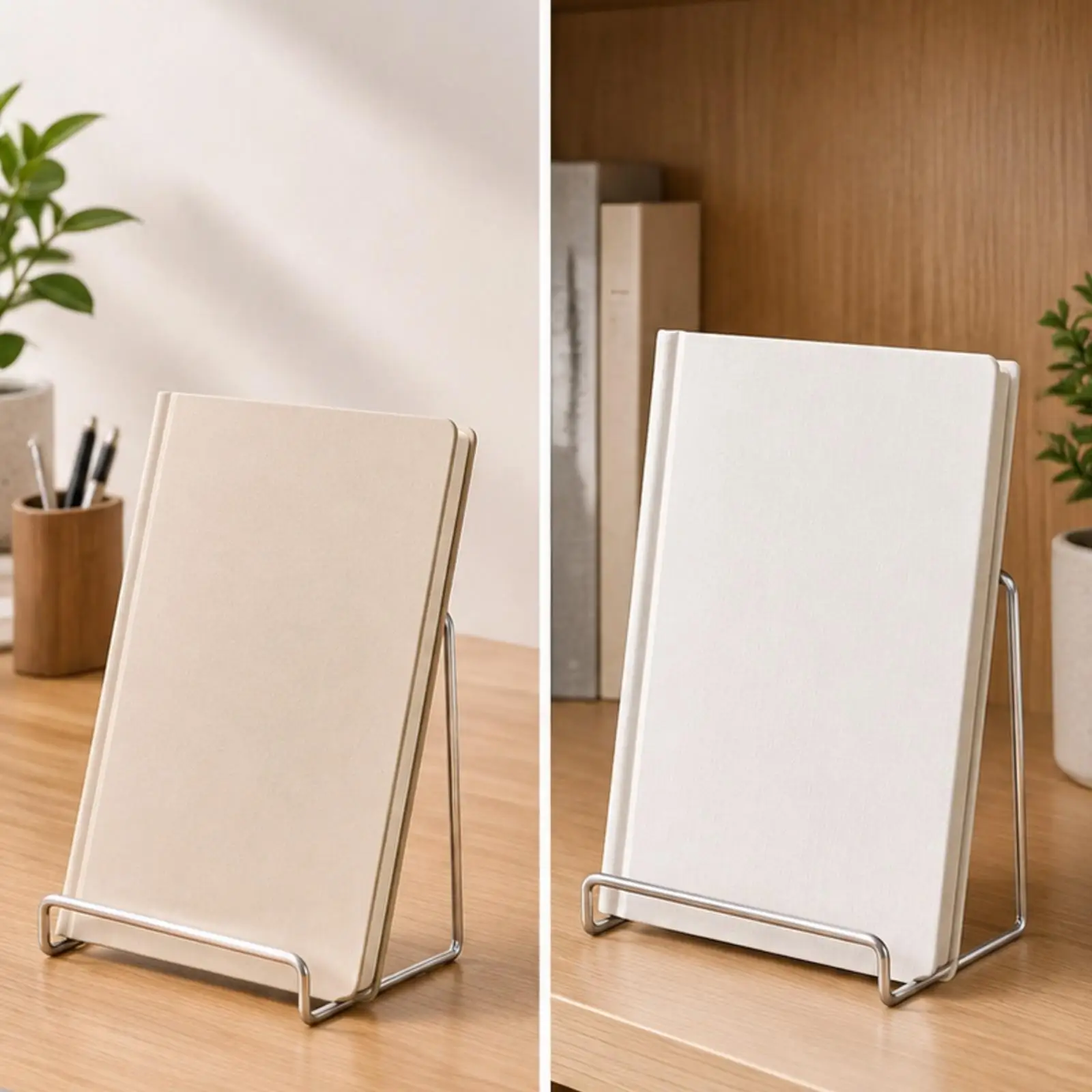 Angled Display Stand with Retaining Bar Countertop Stainless Steel Display Represent Retail Store Owners, Showrooms