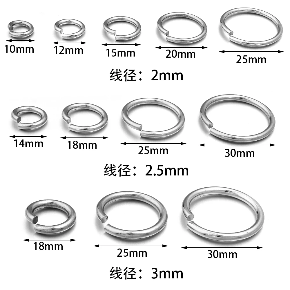 12/15/20/25/30/mm Stainless Steel Jump Rings Split Ring Jewelry Connector Openable Rings For DIY Bracelet Necklace Accessories