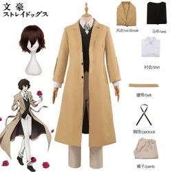 Anime Bungo Stray Dogs Dazai Osamu Cosplay Armed Detective Agency Dazai Full Set of Clothing Windbreaker Wig Adult Men Party