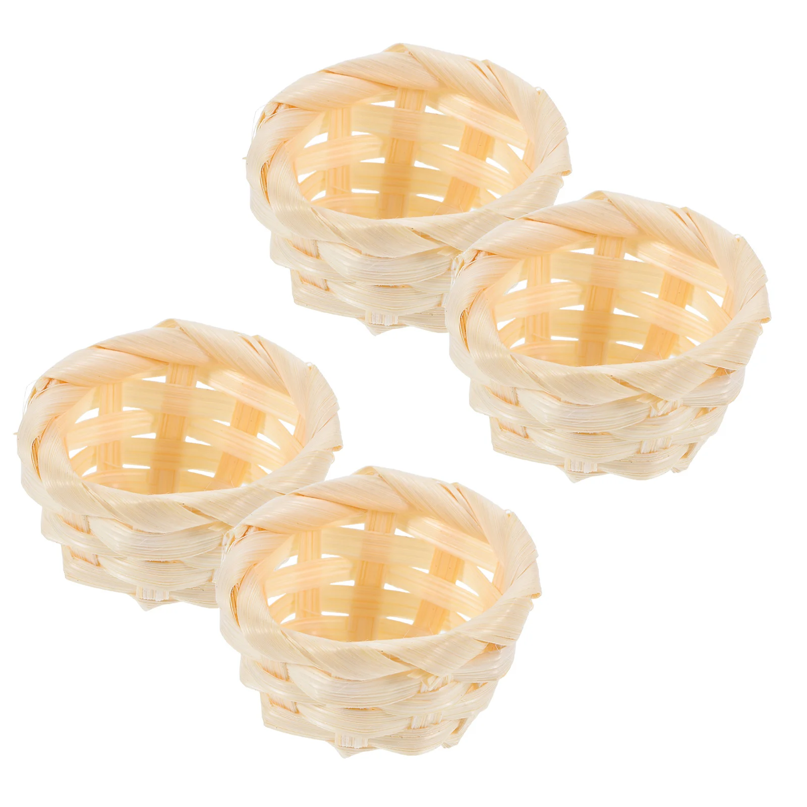 

4Pcs Miniature Wicker Bamboo Baskets Lightweight Handcrafted Small Basket Set for Micro Scene Decoration Dim Sum Toy