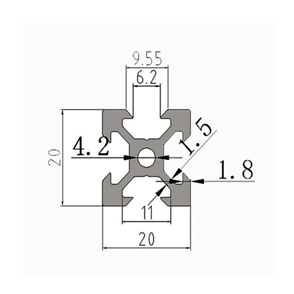 Black 100-800mm 2020 V-Slot Aluminum Profile Extrusion Frame for CNC Laser Engraving Machine 3D Printer Camera Slider Furniture