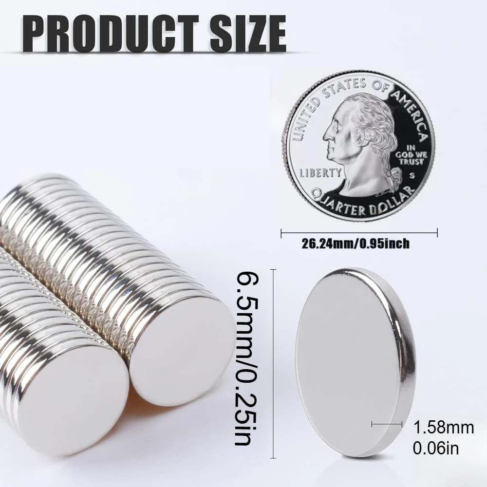 6.5x1.58/10x1/15x2mm - Multi Specification Circular Magnet, Widely Used in Whiteboards, Offices, Handicrafts, and Tool Storage
