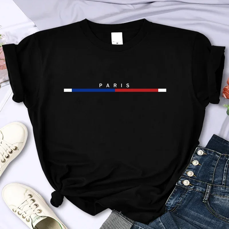 Camiseta de marca de lujo Paris para mujer, camiseta estampada de verano de alta calidad, 100% algodón, informal, de gran tamaño, manga con personalidad Y2k, cuello redondo