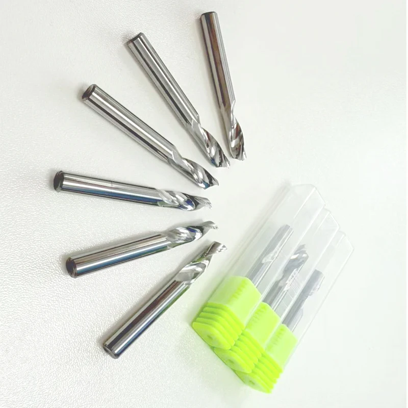 

10 шт. 3,175/4/5/6/8 мм однофлейтовая фреза 3A твердый карбид вольфрама сплав концевая фреза гравировальная бита для алюминиевых инструментов с ЧПУ