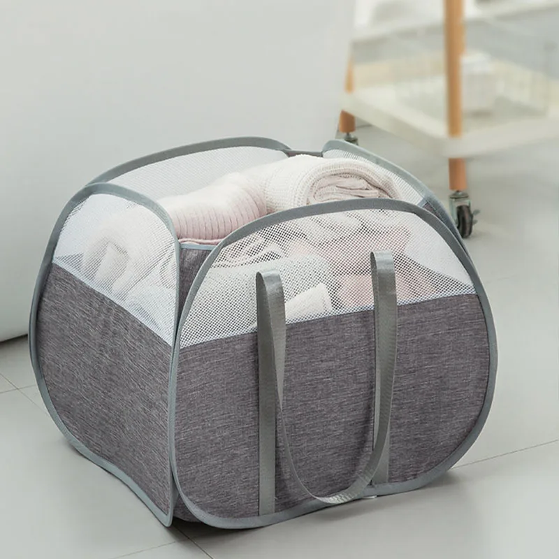 

1pc Foldable Dirty Clothes Basket Oxford Cloth Large Capacity Storage Laundry Basket 50x50cm Breathable for Bedroom Dormitory