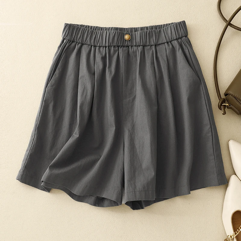 

Хлопковые льняные брюки для женщин, летние, А-силуэт, укороченные, тонкие, повседневные, универсальные, с высокой талией, широкие штанины