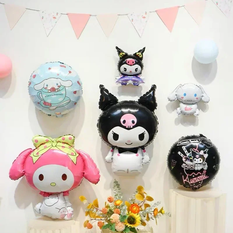 Sanrio Cute Cartoon My Melody Kuromi Cinnamonroll Birthday Party Theme Balloon Set Girl Boy Photography Scene Decoration Gift