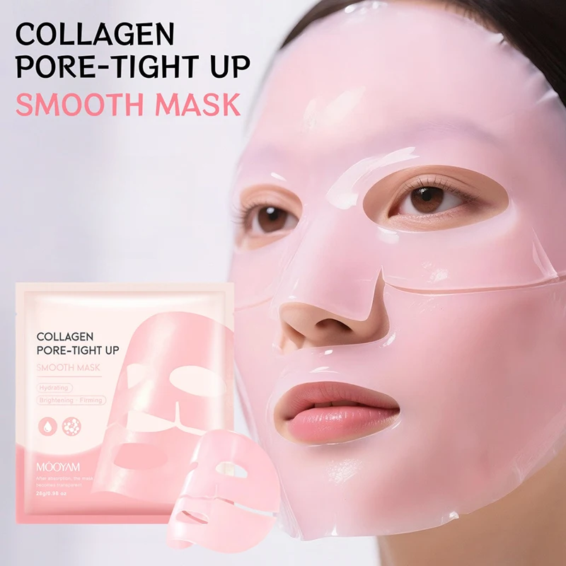 Pink Collagen Mask Deep Cleansing Pore Refining Hydrating Moisturizing Soothing Essence Facial Sheet Mask Nourishing Skin Care