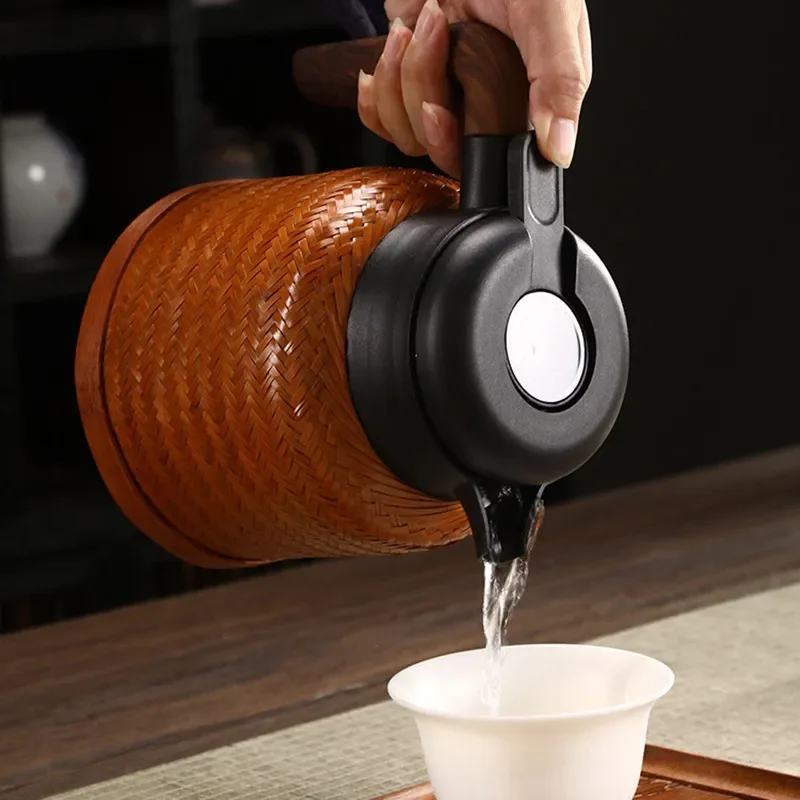 for Hand Woven Bamboo Shell Thermos Cup Creative Portable Travel Stainless Steel Liner Household Water Cup Hand Held Teacup