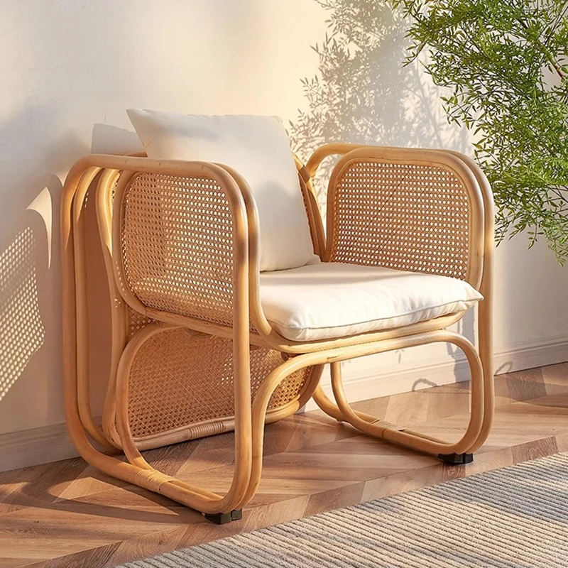 

Modern Simplicity Chair Rattan Weaving Retro Style Leisure Time Homestay Hotel Living Room Chairs Home Poltrona Home Furniture