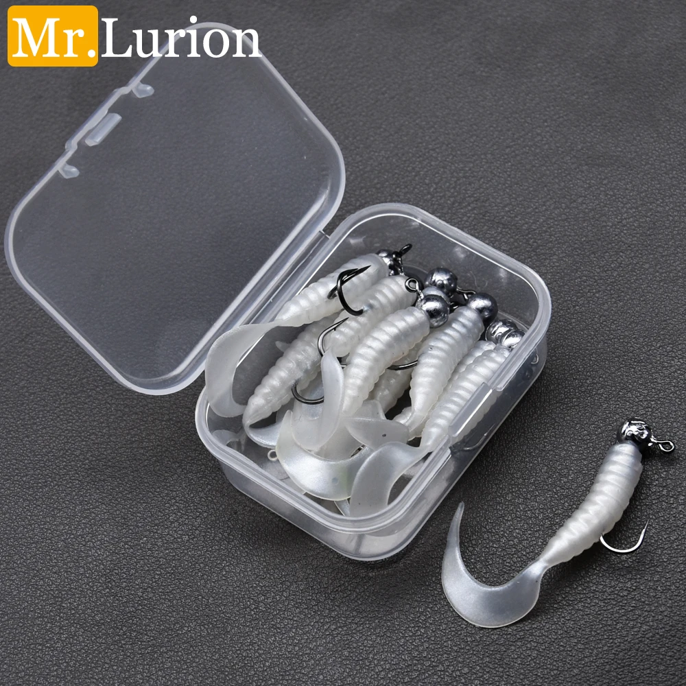 MrLurion 10unid/caixa 4cm 13 Cores Isca Artificial de Silicone, Isca Minúscula Tipo Minhoca para Perch, Acessório de Pesca
