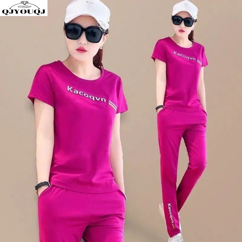 Short Sleeved Women\'s Sports Suit 2024 Spring/summer New Loose and Fashionable Slimming Sports Casual Two-piece Set