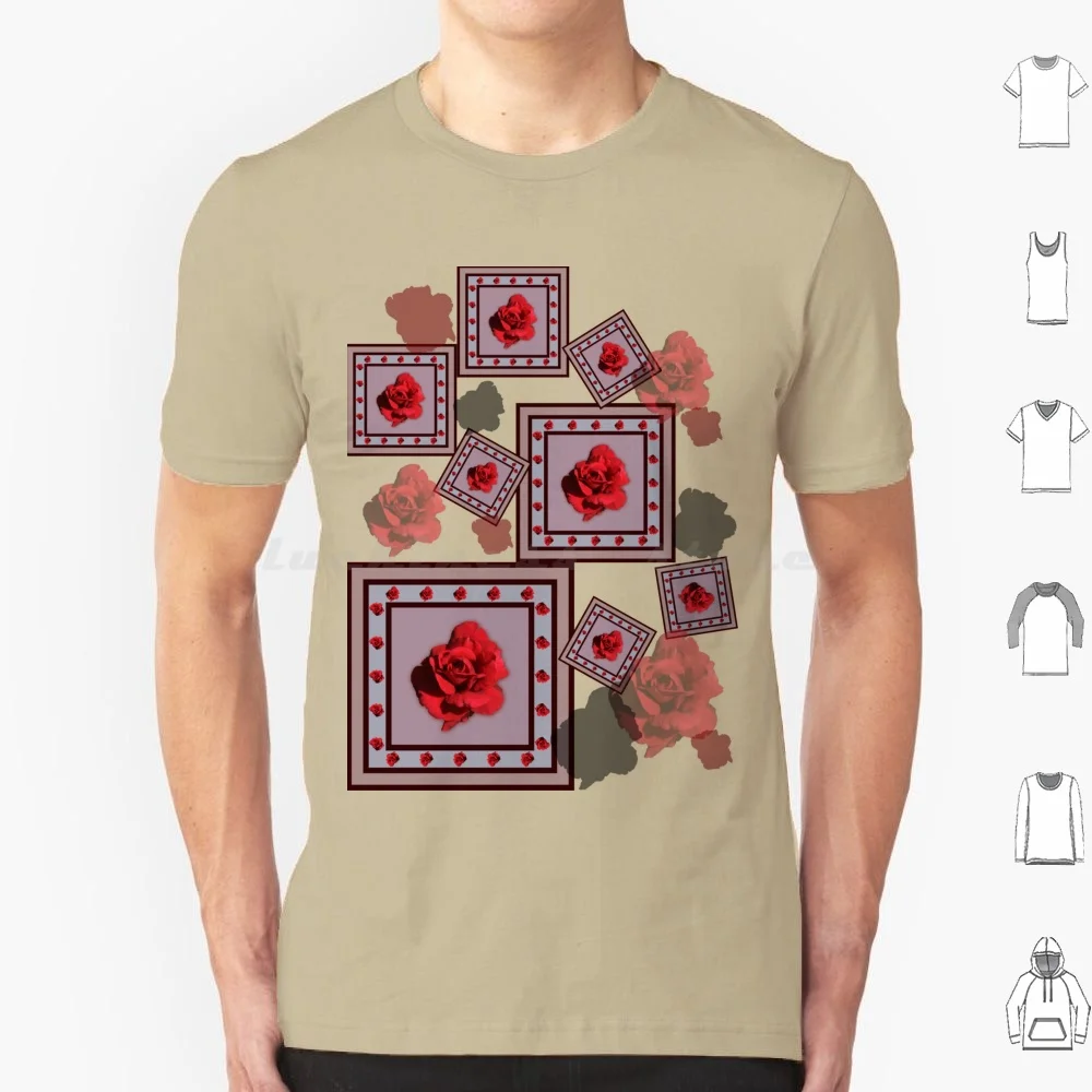 Camiseta de rosa roja de algodón para hombres y mujeres DIY estampado rosas flores Flora Floral rojo rosa gris violeta púrpura pequeño