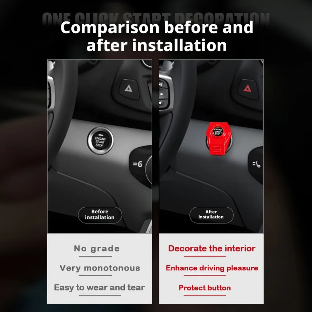 Car Interior Enhancement Button Cover Featuring Aluminum Alloy Build and Textured Carbon Fiber for Wide Range of Cars