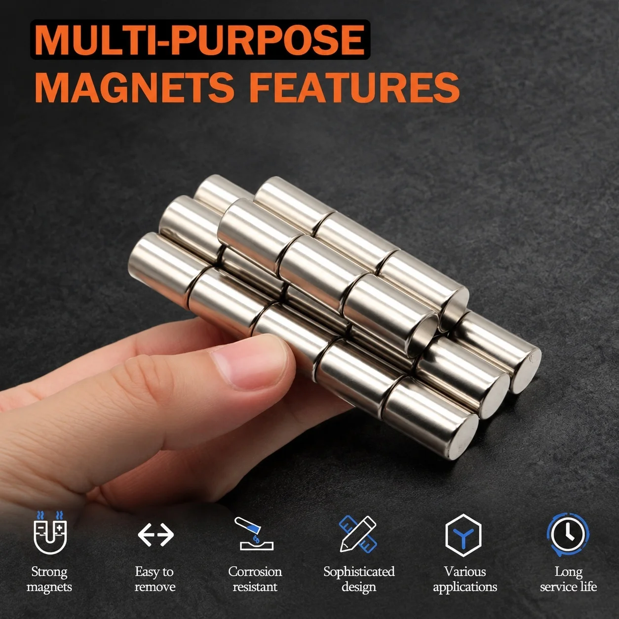 Neodymium Magnet Durable Waterproof High Purity Magnetic Raw Material Round Disc 10x15mm for Model Building Office Use