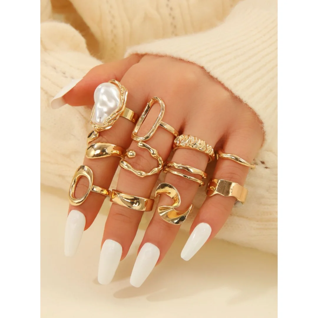 Wide Wave Imitation Pearl Ring Unisex, Neutral Style, Unique Ins Niche Index Finger Accessory, Light Luxury Jewelry