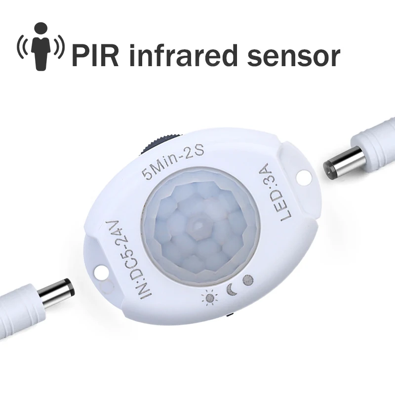 

Умный переключатель датчика движения PIR, 5 В/12 В/24 В постоянного тока, совершенно новый 3-режимный автоматический/дневной/ночной датчик света для светодиодной ленты, регулируемый таймер