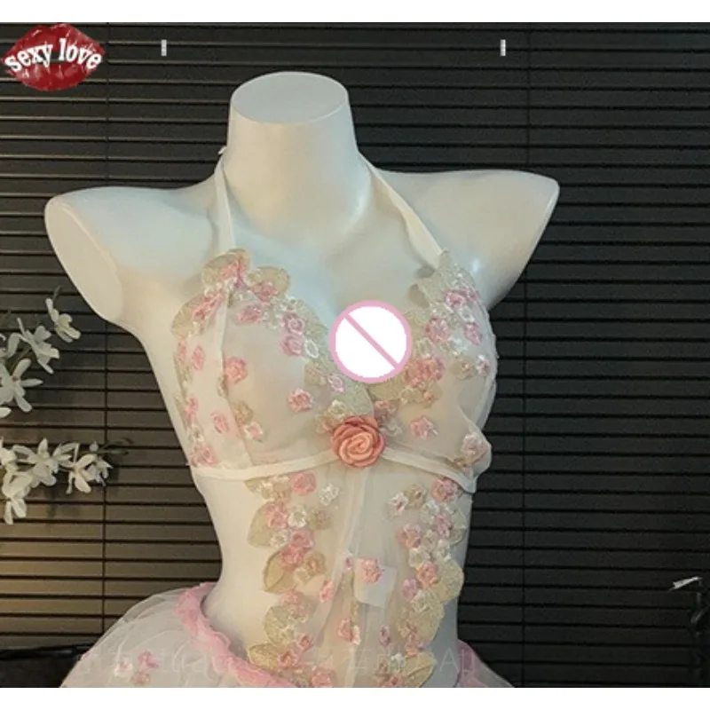 Женское сексуальное женское белье, сексуальная кружевная вышивка, пышная юбка, чистое желание соблазнений, одежда для сна, униформа, стиль воздержания