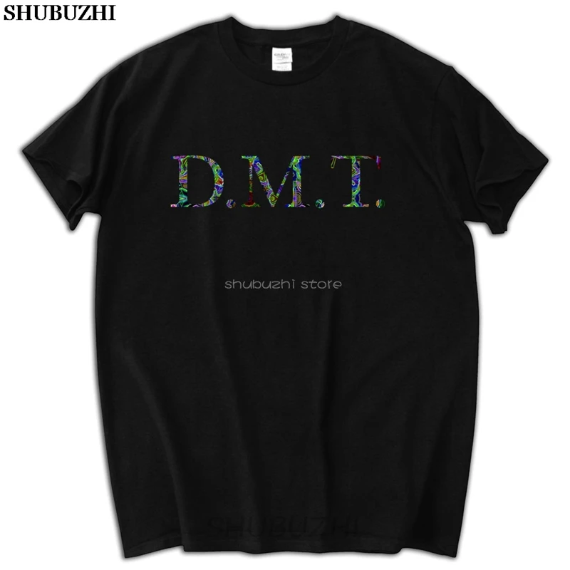 New DMT DRUG Psychedelic Pattern Hallucinogen Lsd Meditation Men's Black T-Shirt Men Print Cotton Short Sleeve T-shirt sbz5696