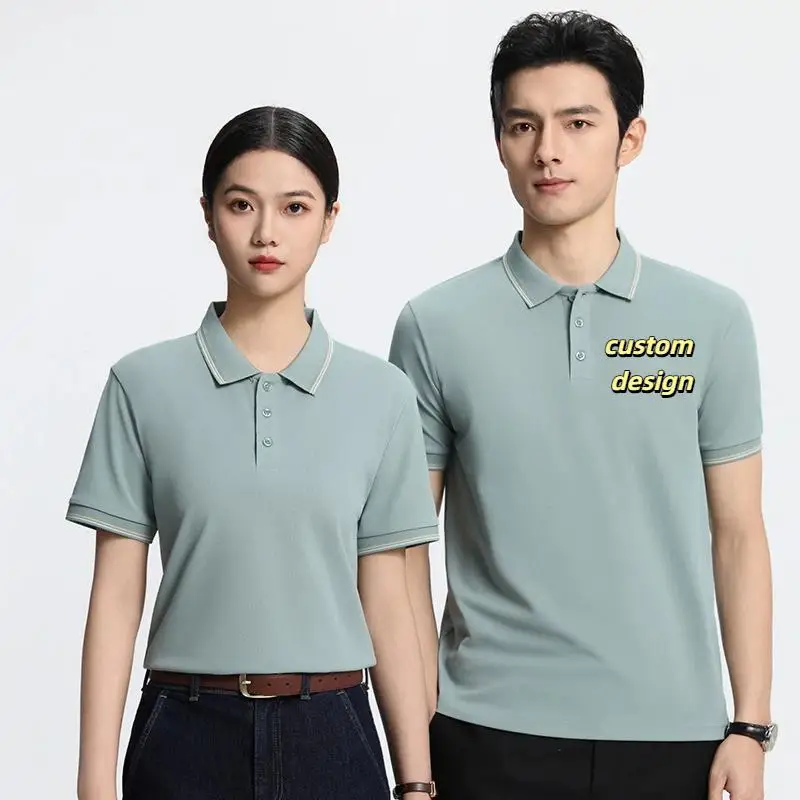Men Women Collar Short Sleeved Polo Shirts Work Clothes School Supermarkets Corporate Group Clothes Personalized Custom LOGO