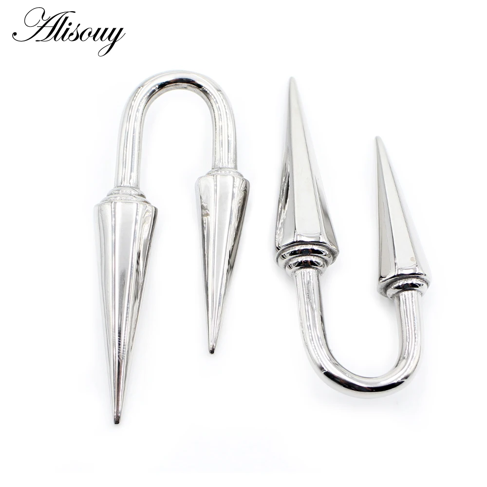 Alisouy 1PC Stainless Steel Rivet Cone Tip Ear Weights Hook Heavy Expander Stretcher Plugs Gauges Earrings Body Piercing Jewelry