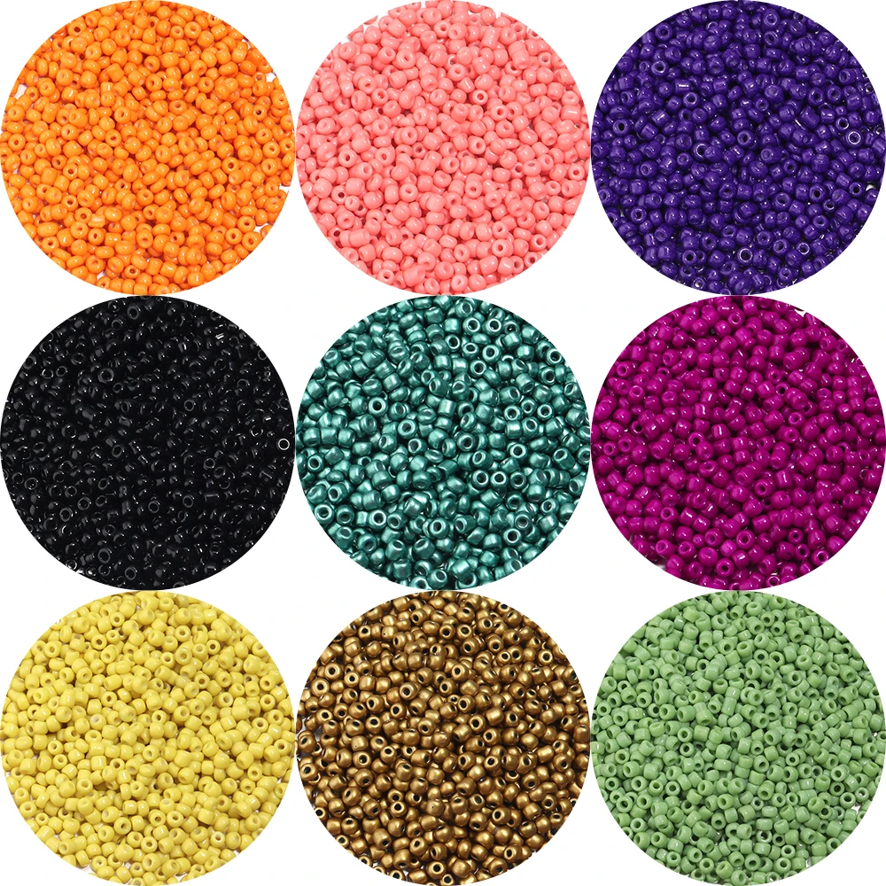 1000Pcs Glass Beads Rice Bead Round Spacer Glass Seed Beads for Jewelry Making DIY Bracelet Earring Loose Beads Accessories