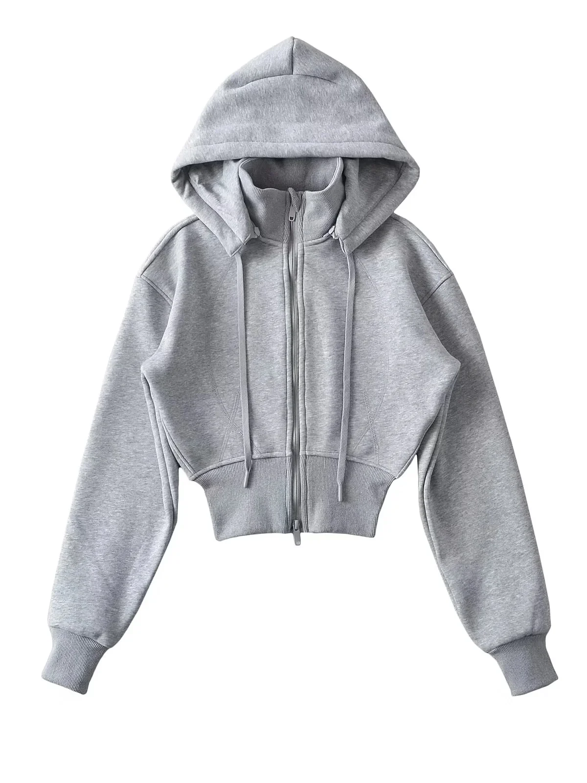 Suda Corta con Capucha Estilo Americano, Forro Polar, Chaqueta Ajustable en la Cintura para Mujer, Ropa Deportiva de Colo...