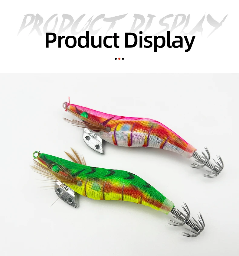 ShareShark 5 Stück/Beutel 2,5 # Leuchtender Holz-Garnelenköder für das Meeresangeln – Künstlicher Tintenfisch- und Sepiaköder – Detail 8