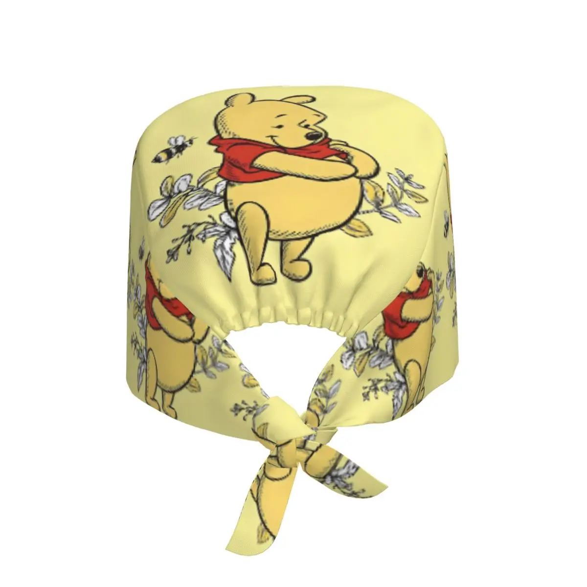 Custom Cartoon W-Winnie P-Pooh Breathable Scrub Hat Surgical Scrub Caps Nurse Medical Cap Work Scrubs Hat for Hospital Pharmacy