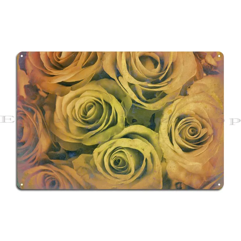 Vintage Bleached Bouquet Of Roses By Clare Bevan Photog ... Metal Plaque Decoration Personalized Kitchen Custom Poster