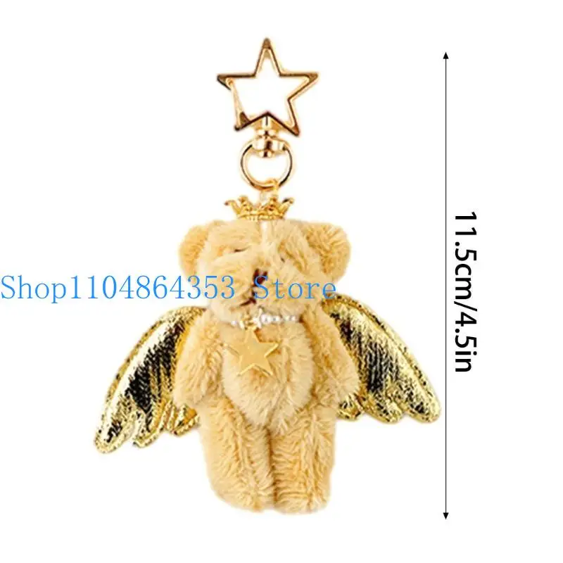 652F Angel Bear Keychain Pendant Stuffed Animals Charm for Bag Backpack Handbag view 6