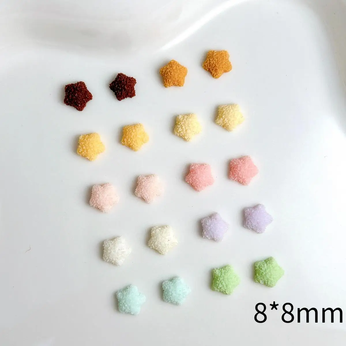 50PCS Creative Luminous Five-pointed Star Resin Nail Charms Macaron Colored Cartoon Frosted Star Resin Nail Art Decorations DIY