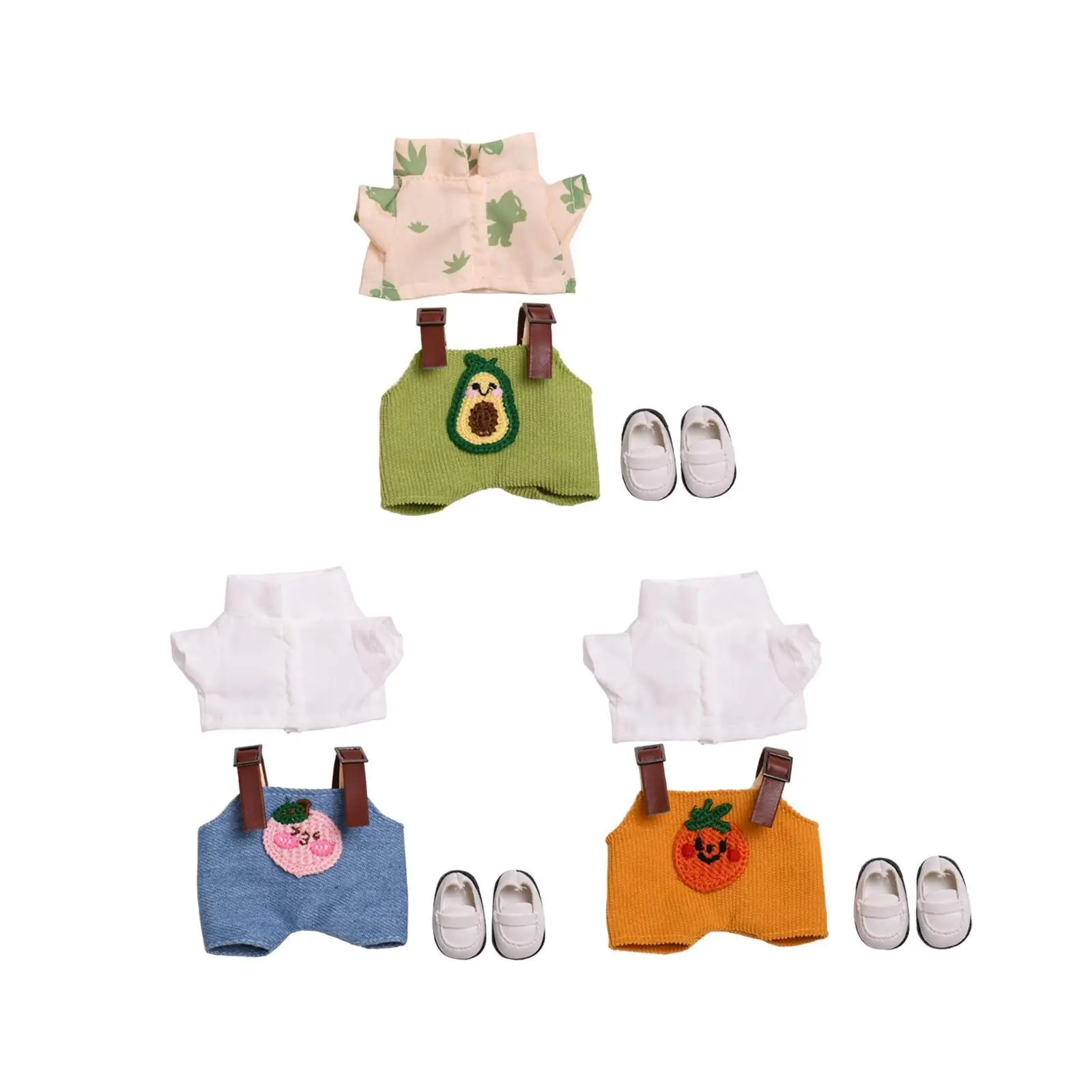 

15cm 17cm Plush Doll Clothes Plush Doll Accessories DIY Dress up Stuffed Animals Clothes Doll Overalls Shirt with Shoes Stylish