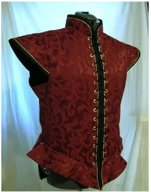 Medieval Renaissance Tudor Elizabethan Costume Vest Colonial Blue Brocade Jerkin Vest Costume Halloween Costumes For Men