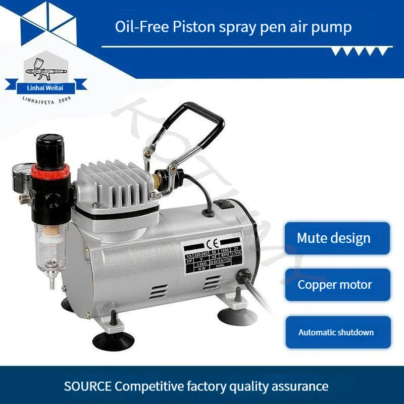 Double Action Piston Air Compressor Portable Airbrush Spray Mini Air Compressor Professional Gravity Feed Dual-Action Piston