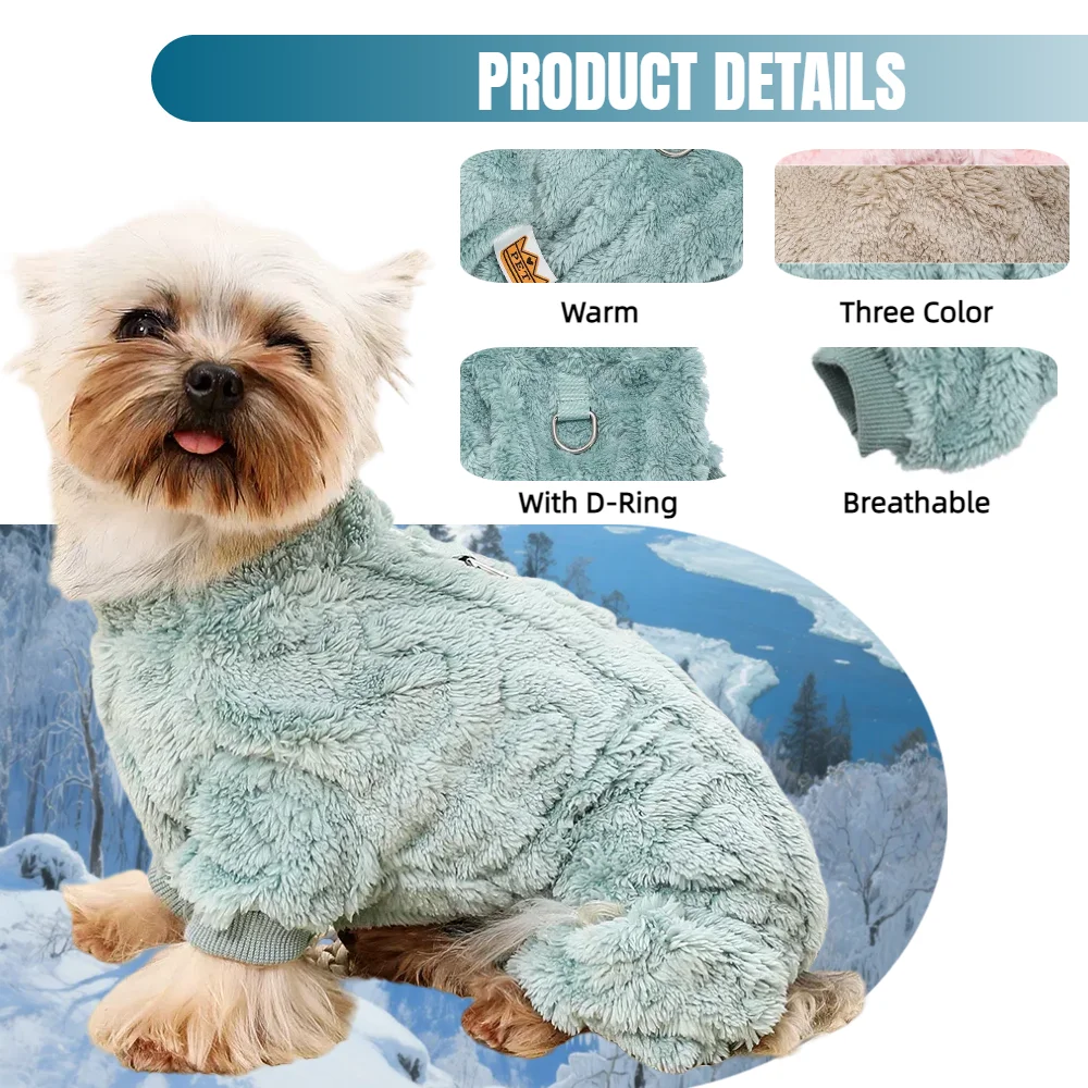 Ropa de invierno para perros pequeños, grandes y medianos, suéter suave y transpirable, abrigo, chaqueta ligera y cálida para cachorros, mono bonito para Chihuahua