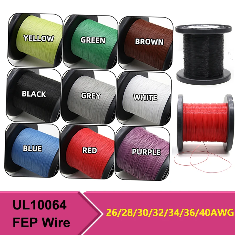 

10M~100M UL10064 FEP Wire 40/36/34/32/30/28/26AWG PTFE Plastic Ultra Fine Micro Litz Wires Solder High Conductivity Copper Cable