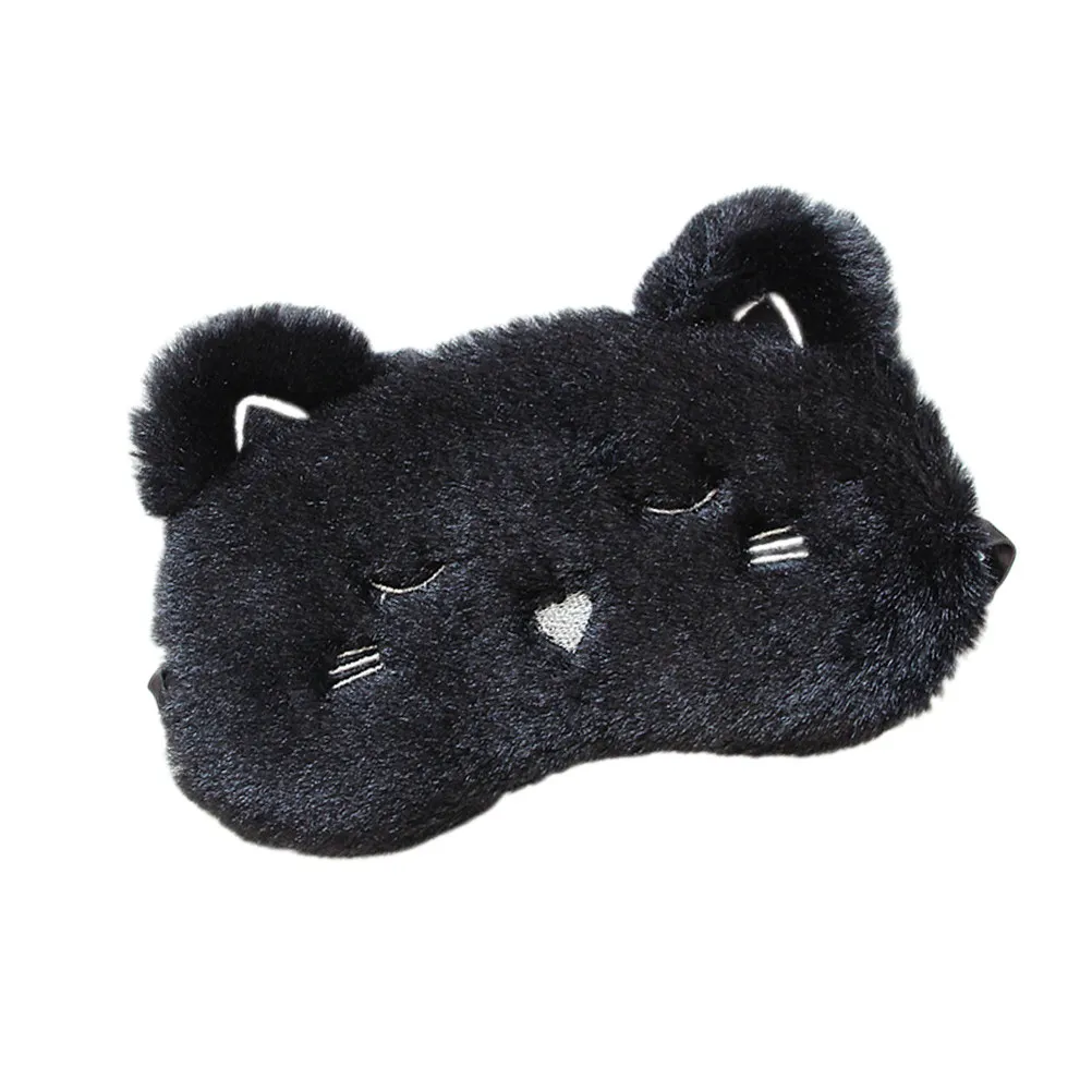 1Pcs Cartoon Eye Mask Cat Sleeping Blindfold Soft Comfortable Stretchy Headband Eye Shade for Travel Nap Work