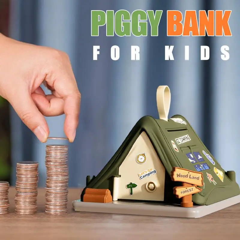 การ์ตูนเต็นท์รูปร่าง Piggy Bank ประหยัดเงินเหรียญกล่อง Key Security Deposit Pretend เล่นของเล่นเด็กผู้ใหญ่คริสต์มาสของขวัญ