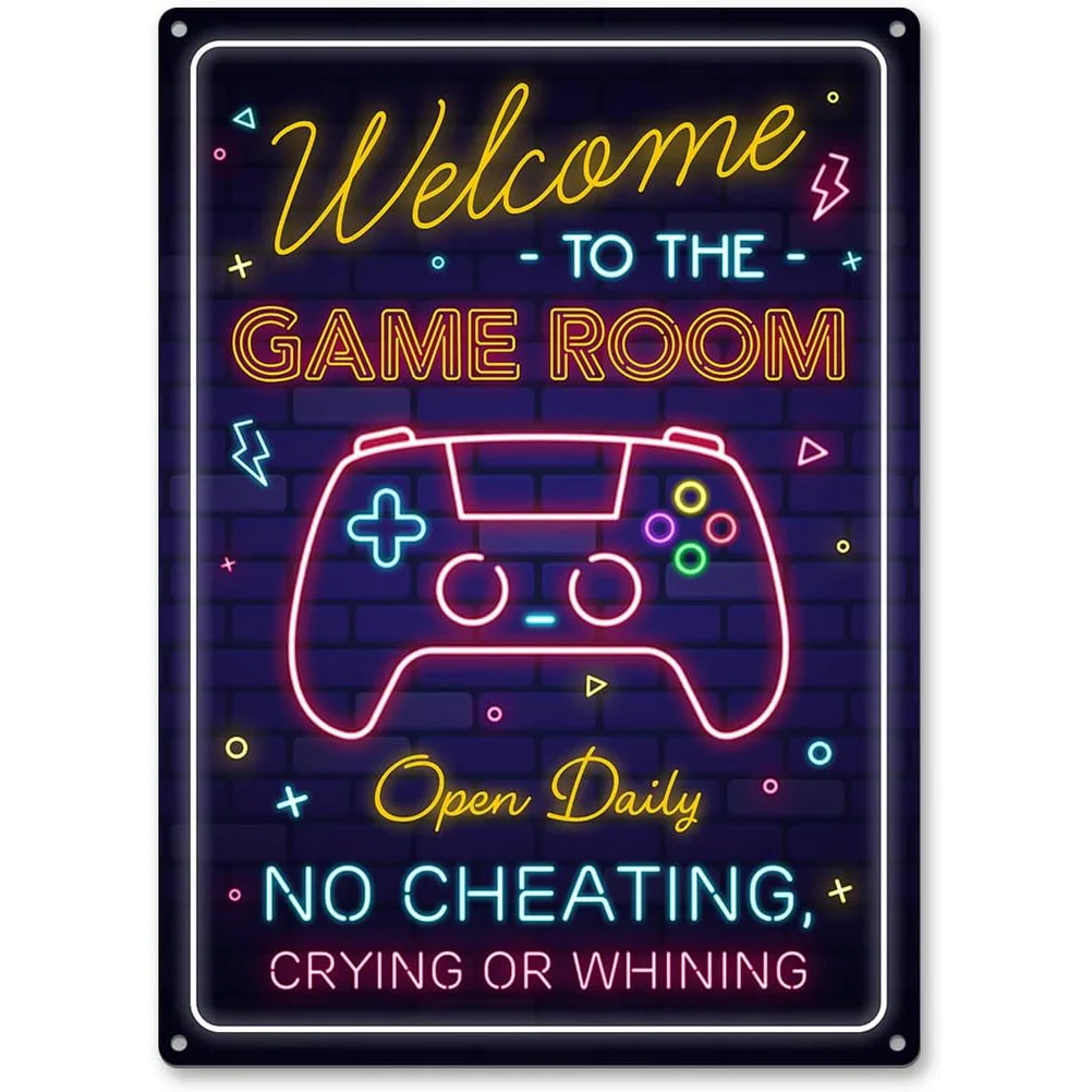 Metal Tin Signs Gaming Zone Wall Decoration Plaque Vintage Art Poster Iron Painting for Man Cave Home Cafe Game Room Club Bar